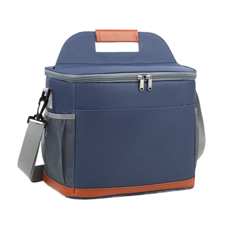 Large Capacity Insulated Cooler Bags Portable Thickened Lunch Food Thermal Box with Handle Removable Strap Insulated Lunch Bag: Blue