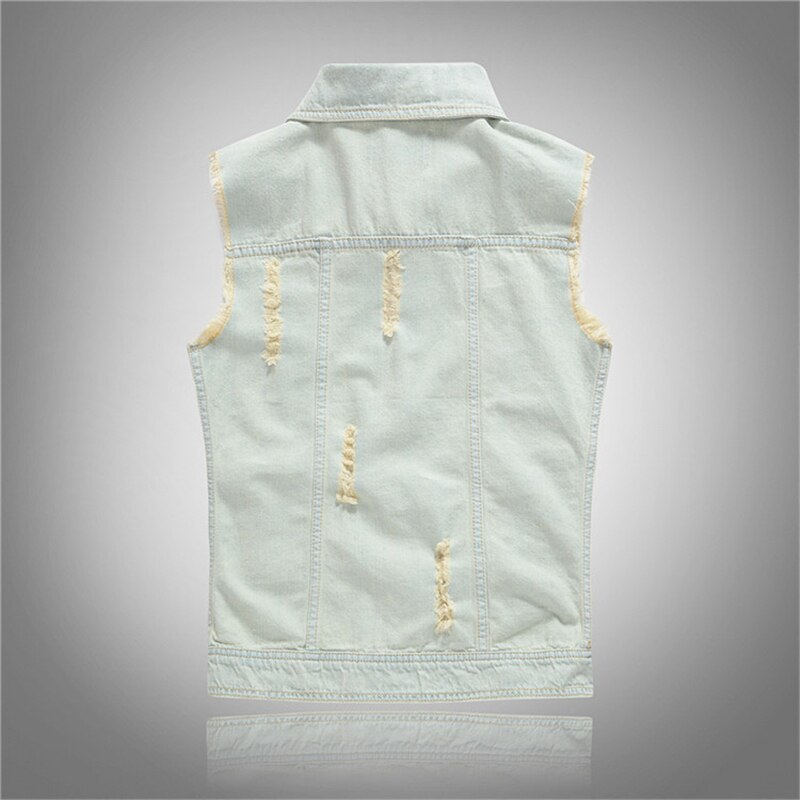 high-grade Denim Vest Men top coat jeans Spring Autumn Vintage 80s Classic Casual cowboy clothes