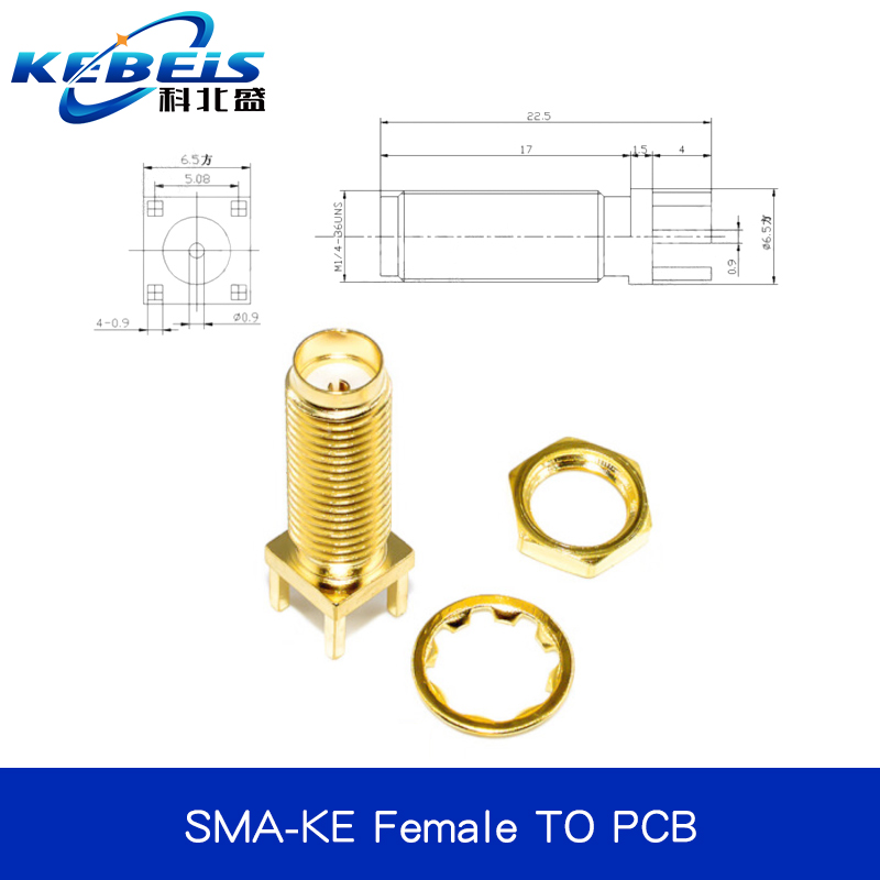 2Pcs SMA SMA-KE/KWE/KHD Female Jack Male Plug Adapter Solder Edge PCB Straight Right angle Mount RF Copper Connector Plug Socket: black