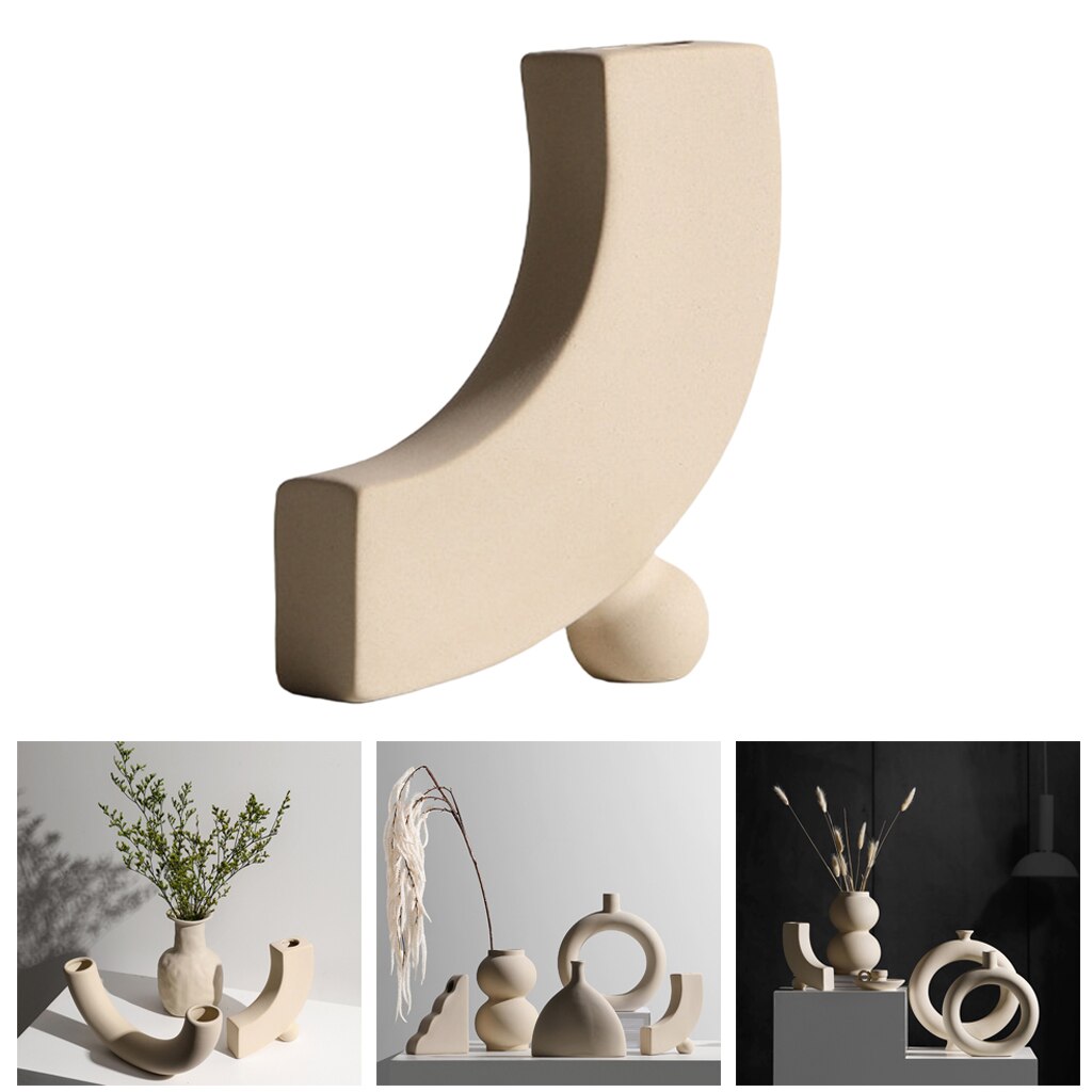 Nordic Style Ceramic Vase Decorative Flower Vase Art for Home Decorations Crafts Housewarming: D