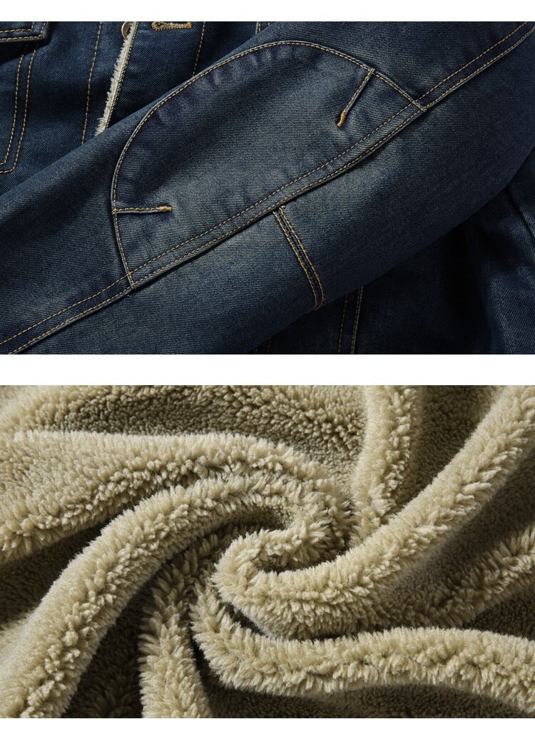 Sherpa Männer Jacken Plus Größe 6XL Winter Mantel Parka Innere Vlies Denim Jacke drehen-unten Jeans Outwear Mantel Herren kleidung, ZA292