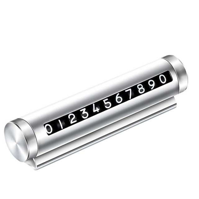 Universele Auto Telefoonnummer Plaat Tijdelijke Parkeerkaart Aluminium Stickers Draaien Park Stop Tijdelijke Parkeerkaart Auto Accessorie: Zilver