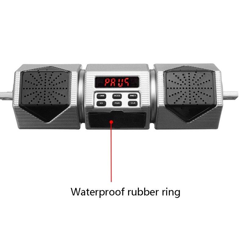 Motorfiets MP3 Bluetooth Speler Waterdichte Stereo Speaker Stuur Fm Radio Met Led Display Zilver
