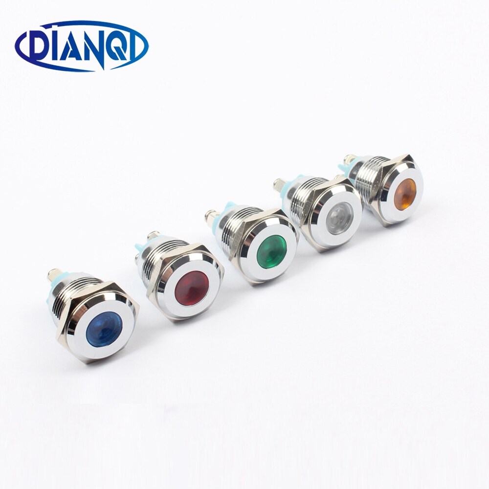 LED Metal Indicator light 16mm waterproof Signal lamp LIGHT 3V 6V 12V 24V 220v screw connect red yellow blue white 16ZSD.PY.L