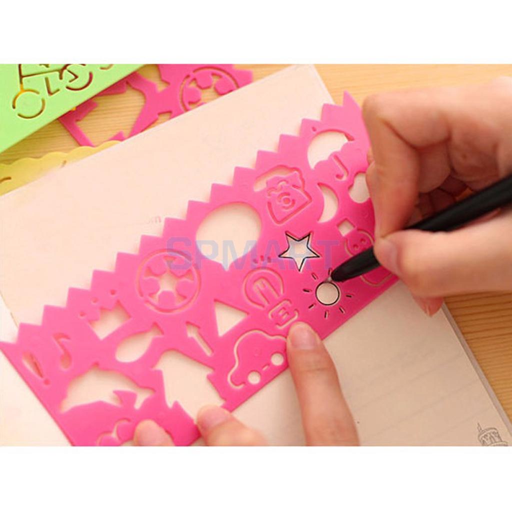 4 Art Grafische Symbolen Cartoon Tekening Sjabloon Heerser Studenten Schilderen Leveringen Kinderen Kids Opstellen Stencil Heerser Briefpapier