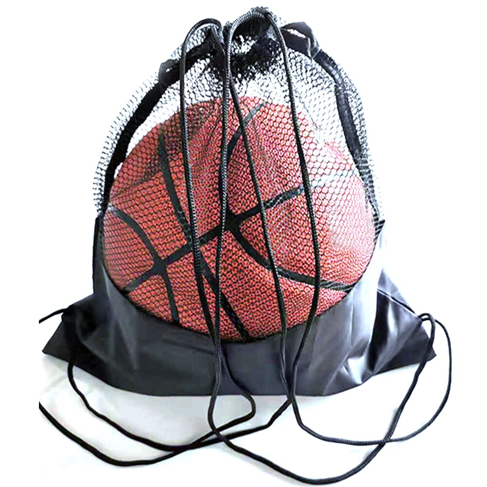 Bärbar svart basketväska multifunktionsfotbollsförvaringsväska arrangör utomhussportträningstillbehör