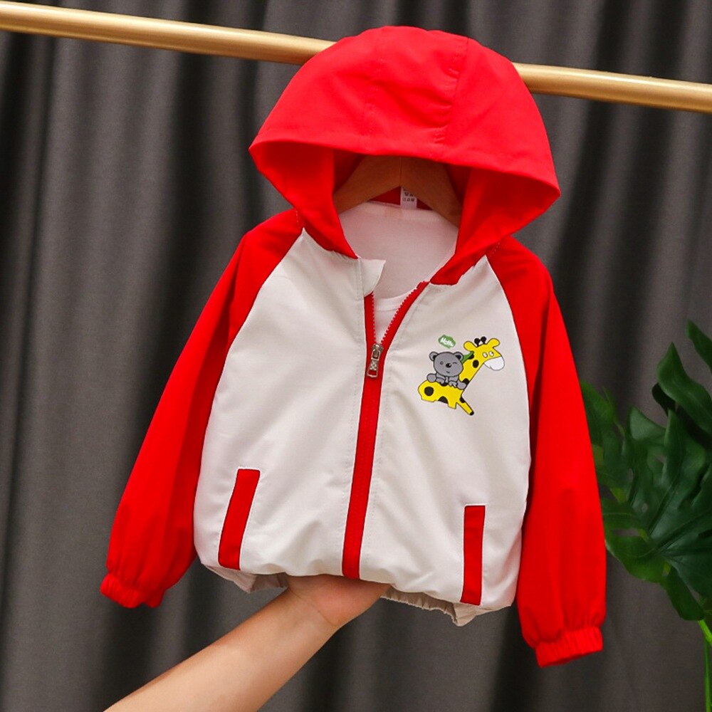 Casual Baby Jongens Jas Cartoon Giraffe Hooded Herfst Rits Vesten Jassen Kinderen Kids Zuigelingen Uitloper Casaco S11054