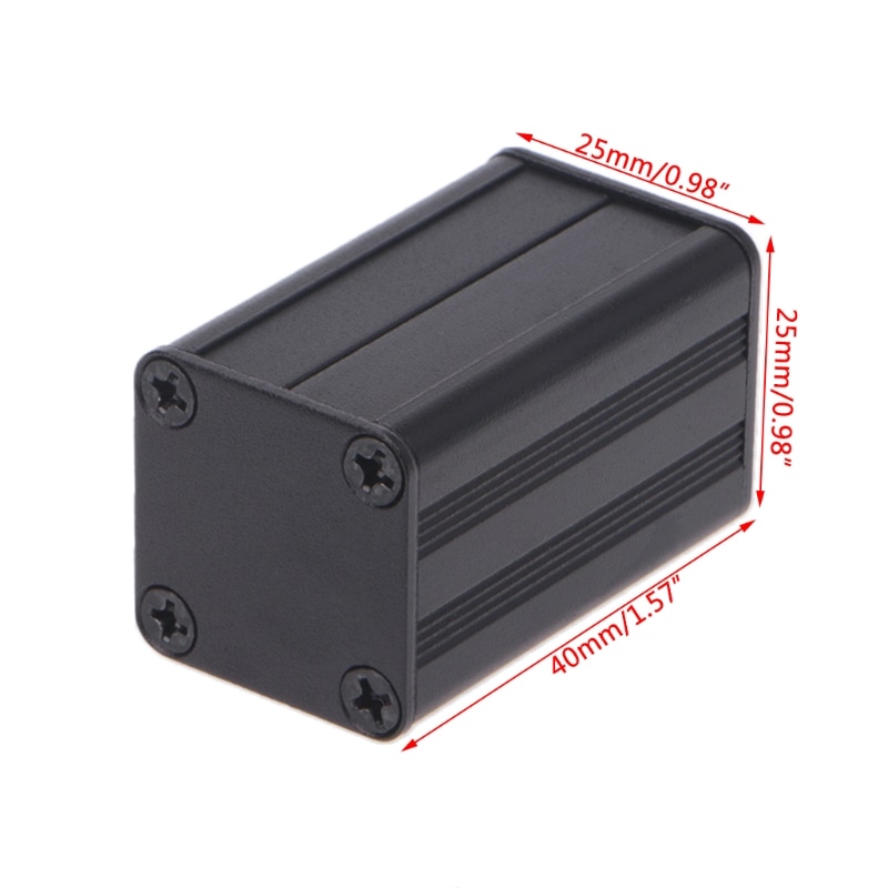 1 stk gjør-det-selv ekstrudert elektronisk prosjekt aluminium kapsling svart 40 x 25 x 25mm