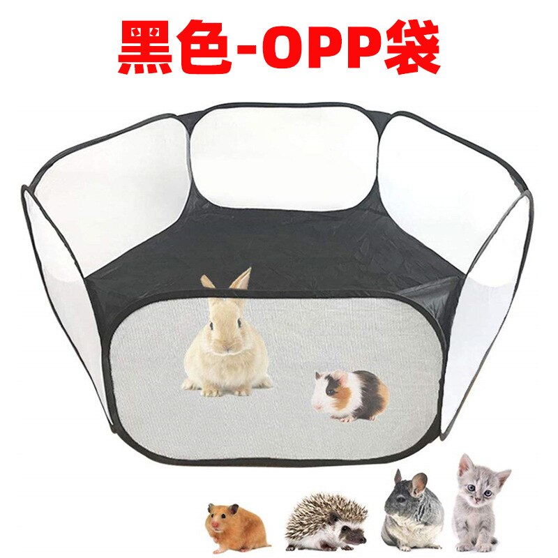 Bærbart husdyrbur telt legegrind åndbare dyr hamster kat foldbart hegn: Sort