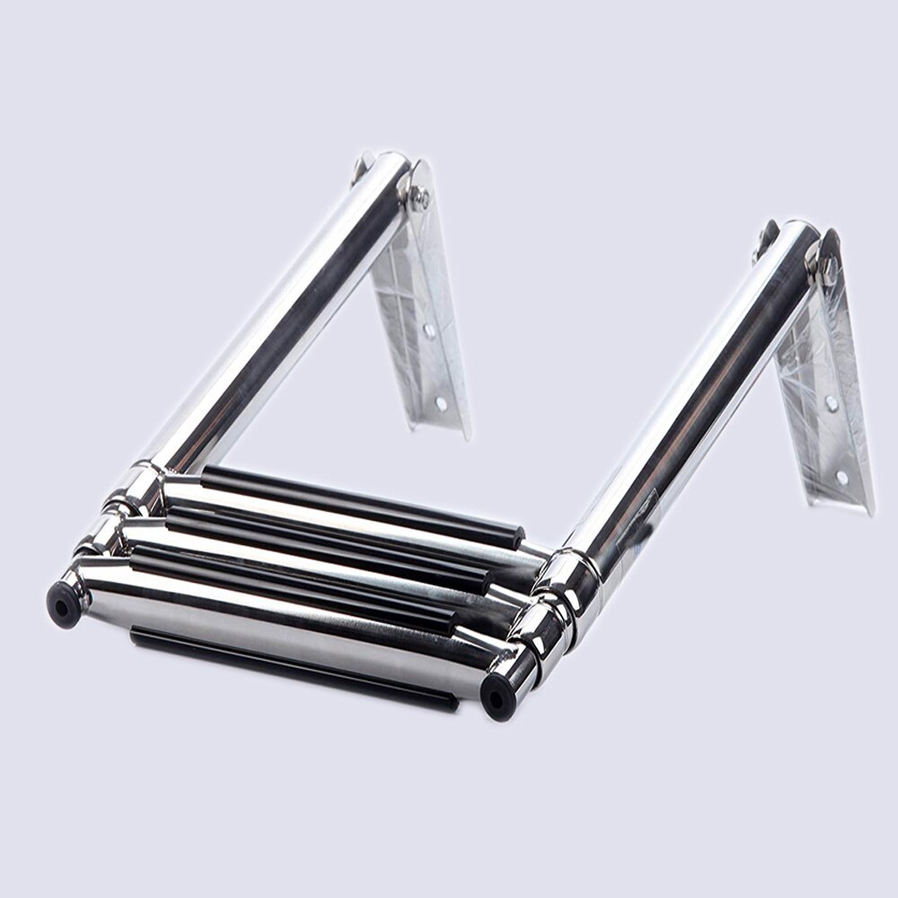 Stainless Steel 3 / 4 Steps Boat Telescopic Ladder Marine Transom Boarding Ladder Feet fit Swim Step Over Platform