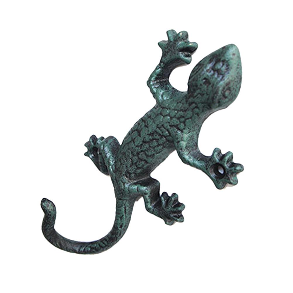 Gancho de parede de ferro fundido vintage gecko em forma de pano gancho armário botões de parede antigo decorativo jardim gancho decoração de parede: Default Title