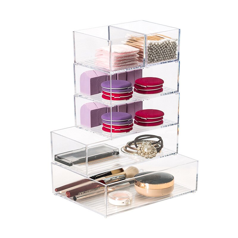 4 Sizes Acrylic Makeup Organizer Jewelry Box Cosmetic Lipstick Finishing Grid Box Dressing Table Storag Box Drawer Organizer