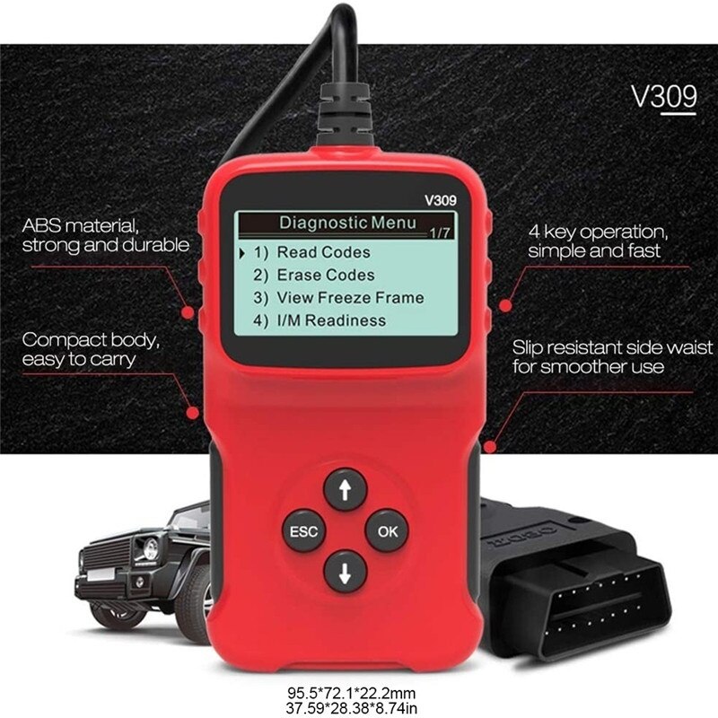 V309 OBD2 OBDII Auto Car Diagnostic Scanner Handheld Car Diagnostic Repair Tool Automotive Erase/Reset Fault Codes Reader