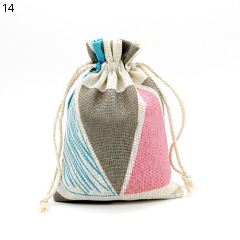 1pc trekkoord katoenen linnen print kleine organizer opbergtas portemonnee reistas dames kleine stoffen tas kersttas: 14