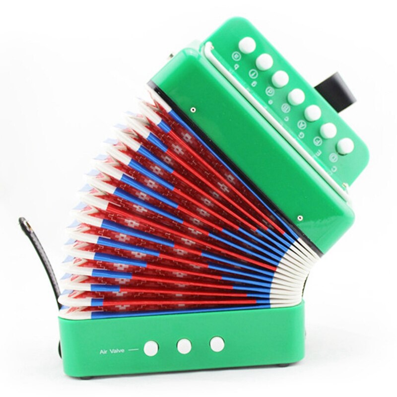 Mini acordeón para niños, 7 teclas, 3 bajos, educativo, para principiantes, práctica, instrumento de música, banda de juguete, 1 ud.