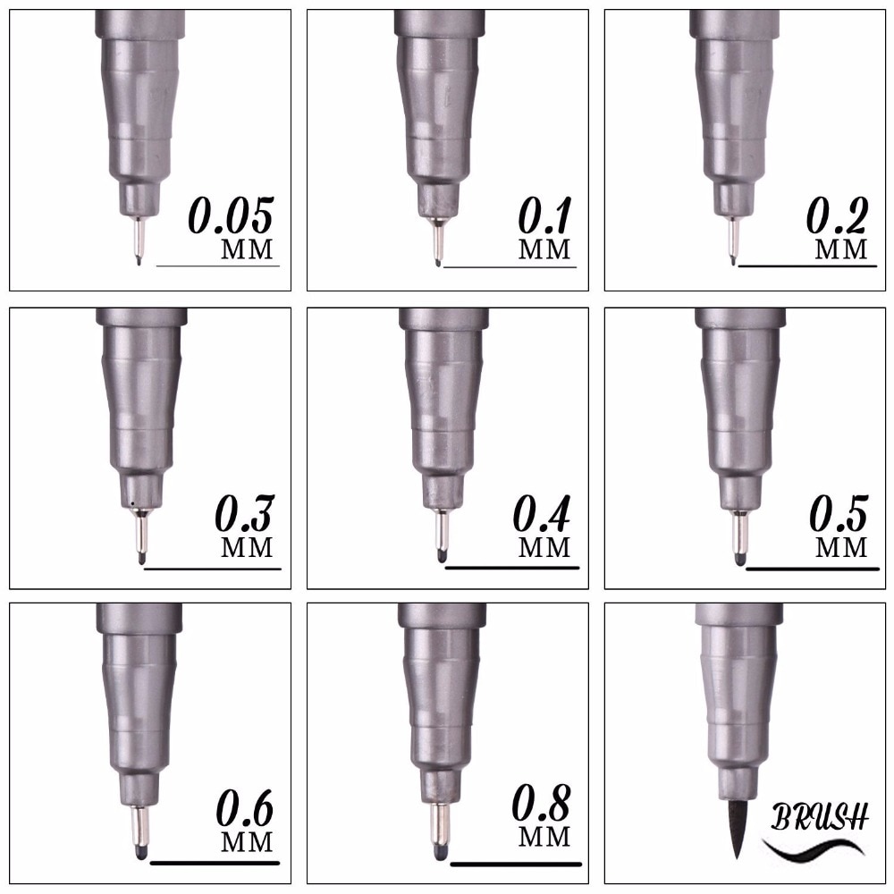 Manga Liner Pigma Micron alcool encre dessin pinceau stylo marqueur 0.05 0.1 0.2 0.3 0.4 0.5 6 pointe noir Fineliner croquis stylos