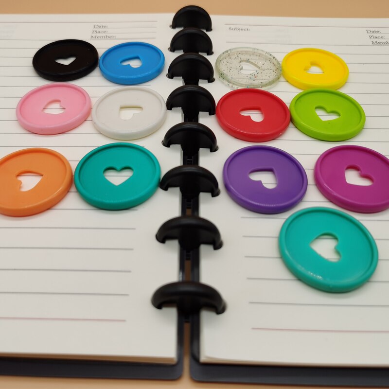 50PCS 35mm Plastic Loose-leaf DIY Notebook Binding Buckle 360 Degree Rotating Disc Buckle Office Learning Binding Supplie