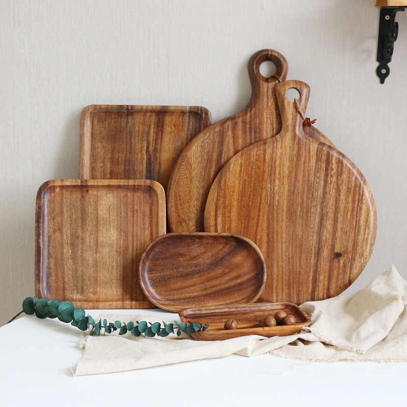 Tabla de corte de cocina cuadrada/rectangular/ovalada de madera entera, tabla para cortar carne, pan, fruta, tabla para cortar
