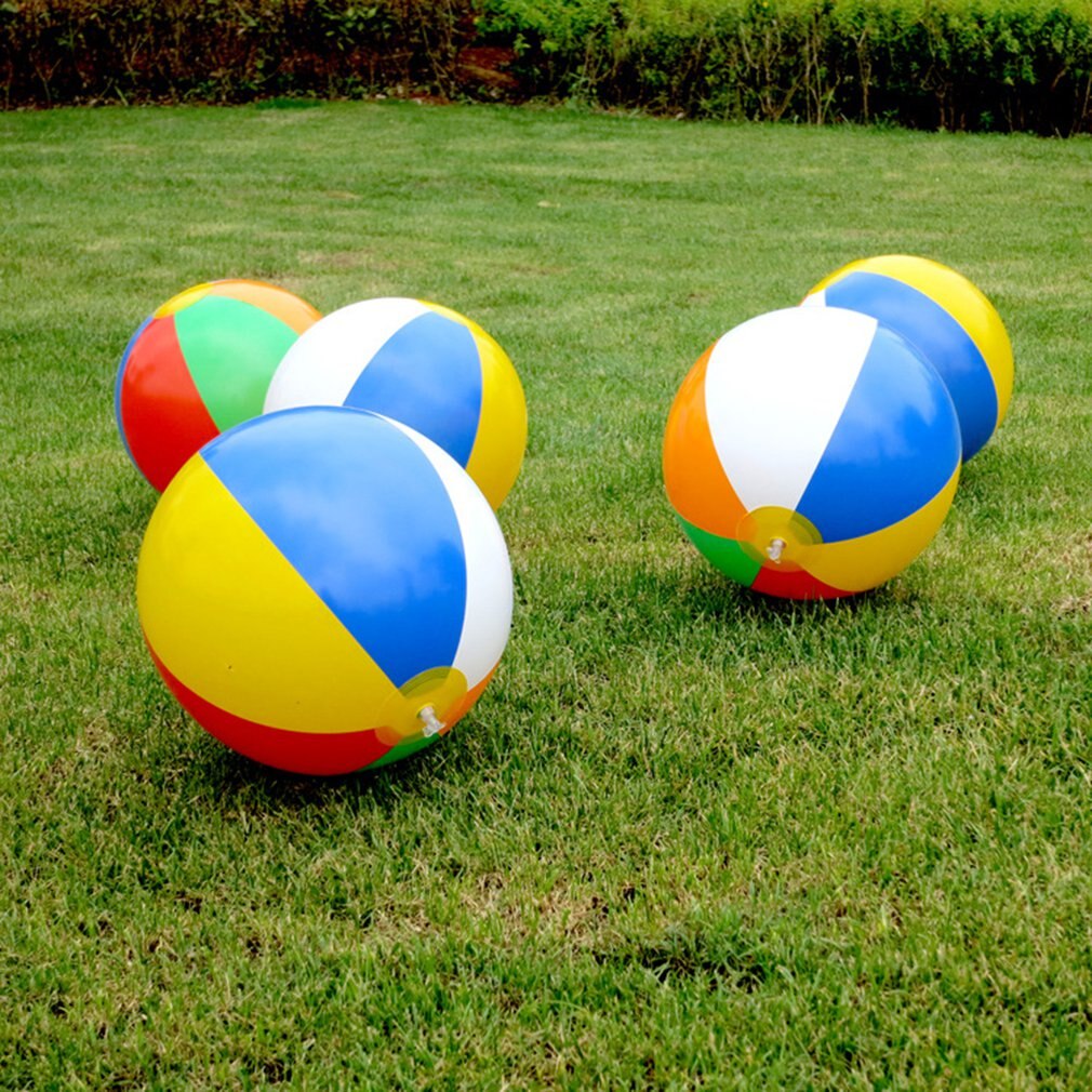 30Cm Color Inflatable Ball Children'S Play Water Polo 6 Color Beach Toy Ball Beach Ball Colorful
