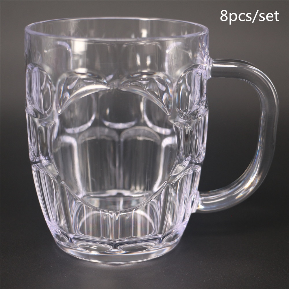 8pcs Unbreakable Acrylic Beer Cup KTV Large Beer Mug Plastic Dimple Beer Tankards Breakfast Milk Coffee Water Mug Bar Drinkware