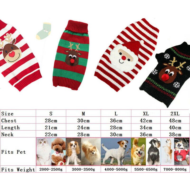 Vinter hund sweater tøj varm jule strikket sweater til små hunde kæledyr tøj frakke s-xxl