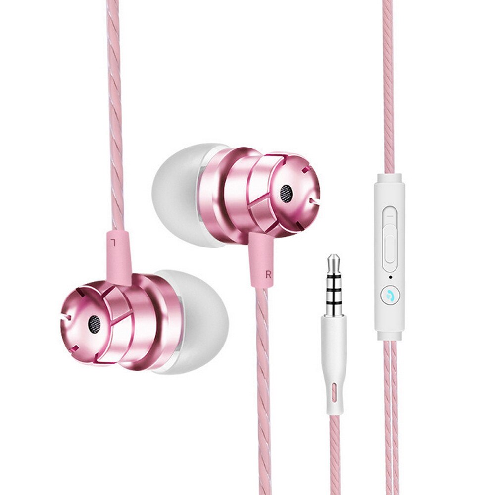 In-Ear Avondmaal Bass Metalen Oordopjes Oortelefoon Hoofdtelefoon Microfoon 3.5Mm Verbeterde Turbo Draad Controle Met Tarwe Oordopjes: Rose Gold