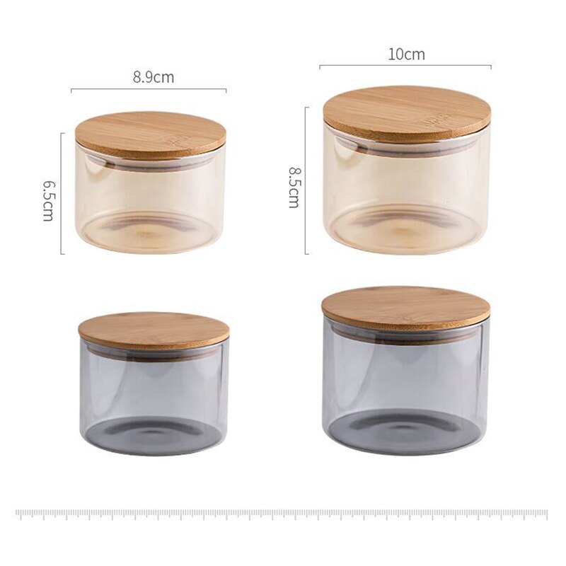 Sealed Glass Jar Set Kitchen Food Storage Container Candy Candies Multigrain Tea Tin with Wooden Lid Storage Box Home Decoration