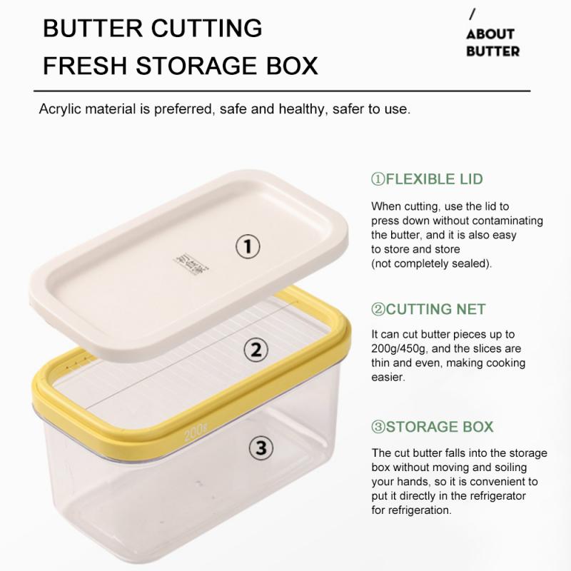Large Capacity Butter Box Butter Box Bheese Cutting Fresh Box Sealed Rectangular Storage Box Baking Tools Kitchen Tools