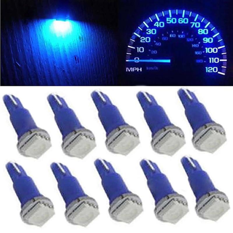 10pcs T5 5050 SMD Wedge Dashboard LED Light Bulbs (Blue)