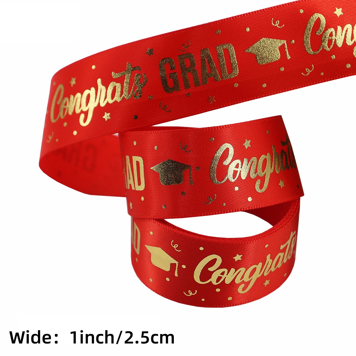 1 Roll，5 Yards Graduation Packaging Ribbon,Decoration Party DlY Bow Ribbon, Graduation Ceremony CampusParty Supplies: Red