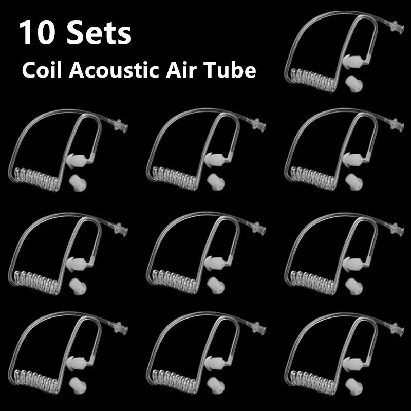 10Sets Transparent Coil Acoustic Air Tube Earplug Replacement For Radio Earpiece Headse 5Sets/2Sets/1Set