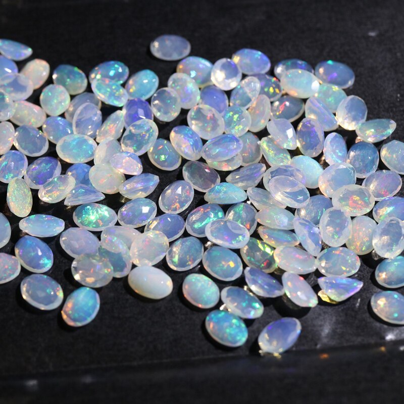 Natuurlijke Ethiopische Kleurrijke Cuting Opal Oval 5*7 Mm Top Natuurlijke Edelstenen Voor 925 Sterling Zilveren Sieraden