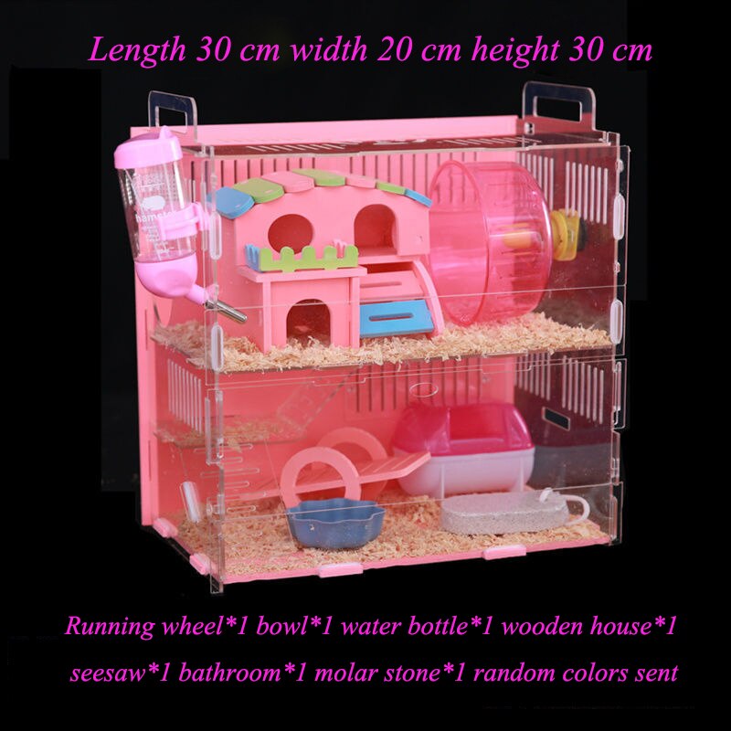 Jaula acrílica para hámster, jaula transparente de gran tamaño para Villa, conejillo de indias, jaula básica, suministros de juguete, nido pequeño para mascotas: Set meal-08