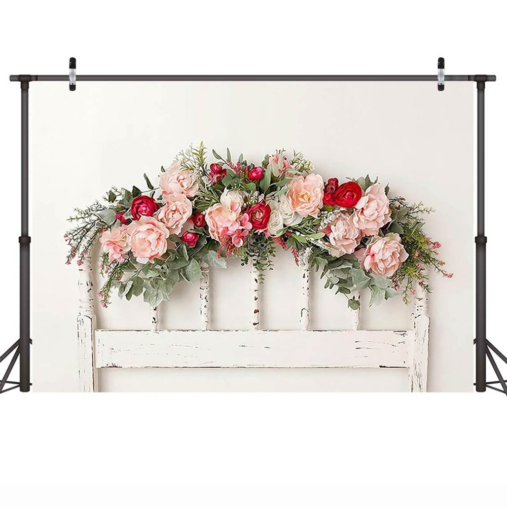 Fleur blanc mur photographie toile de fond tête de lit noël -né Portrait arrière-plan fleurs famille fête vidéo Photocall