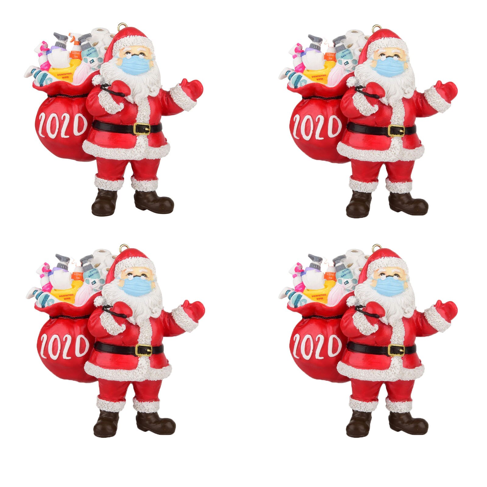 Adornos navideños de Papá Noel para mascarilla, adornos navideños para el hogar: 4pcs