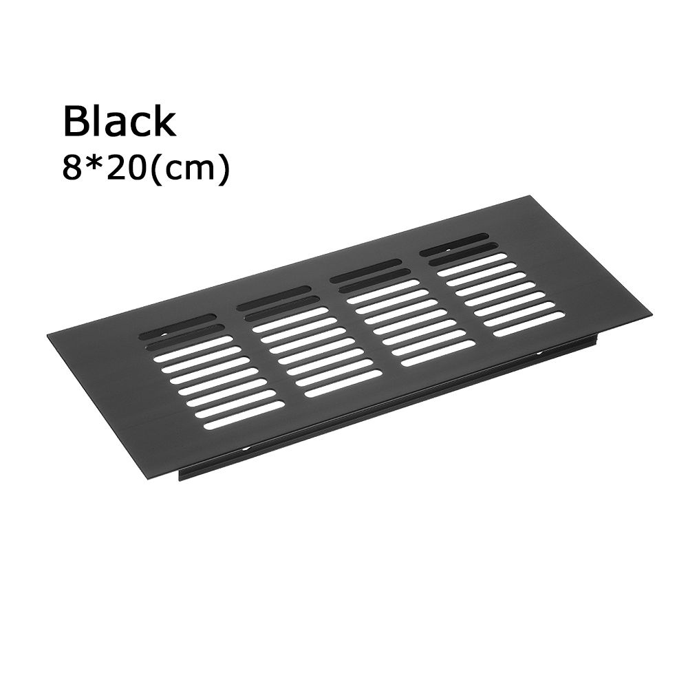 Rejilla de ventilación de aleación de aluminio para armario, cubierta de orificios, adornos, rejilla de ventilación: black-8x20cm-