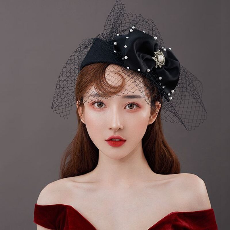 Las mujeres tocado de boda cóctel Iglesia corona kentucky sombreros velo accesorios para el cabello 100% lana tocado de fieltro sombrero