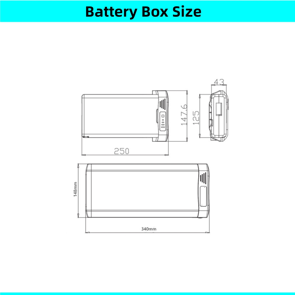City Bike Faltrad E-Bike Batteriekasten Gehäuse Gehäuse Gepäckträger 24 V 36 V E-Bike Batteriekasten Montagesockel keine Batterie