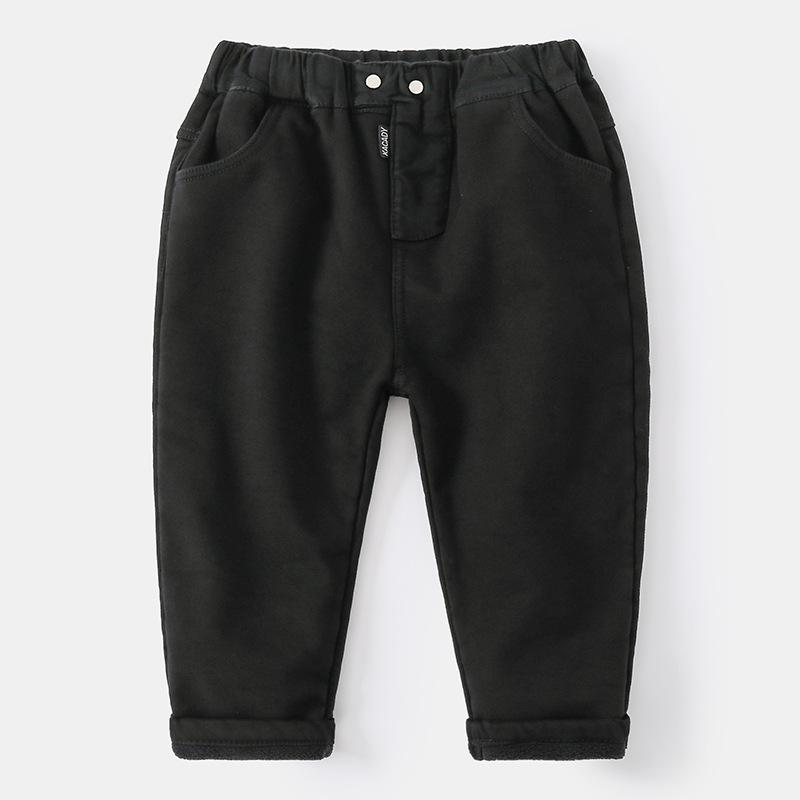 Chłopięce pluszowe spodnie zimowe dziecięce spodnie bawełniane zimowe koreańskie dziecięce ciepłe pluszowe spodnie dziecięce spodnie na co dzień pogrubione: czarny / 8T