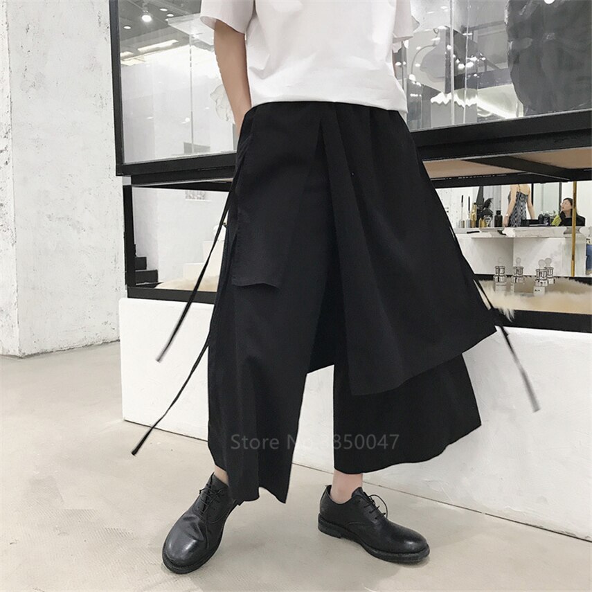 Pantalones bombachos japoneses para hombre, pantalón Vintage holgado para correr, pantalones cruzados Haori, pantalones de entrepierna, pantalones de camal ancho, disfraz de Samurai de talla grande