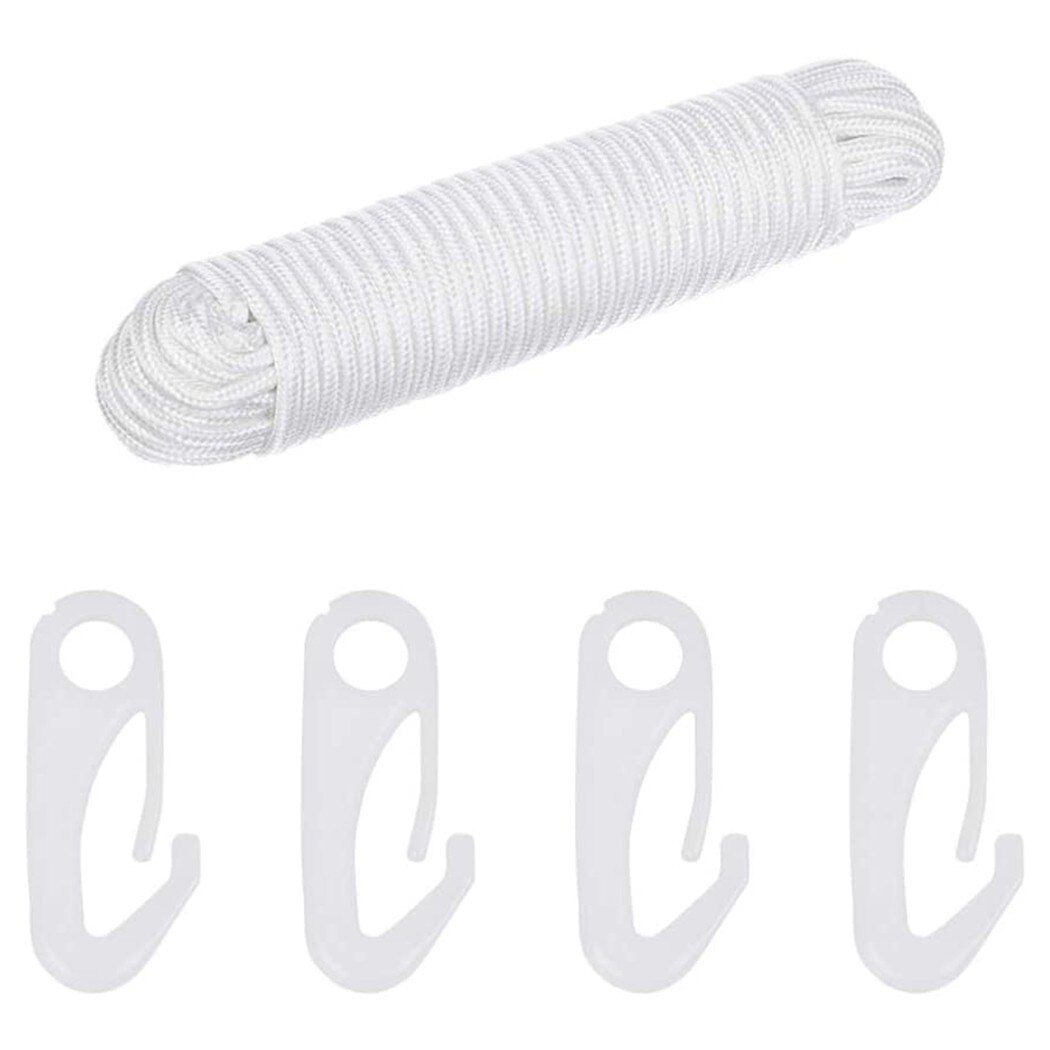 11.5m Rope With HooksNylon Braided Rope 6MM Flagpole Lifting Rope Outdoor Flagpole Accessories Flagpole Hardware