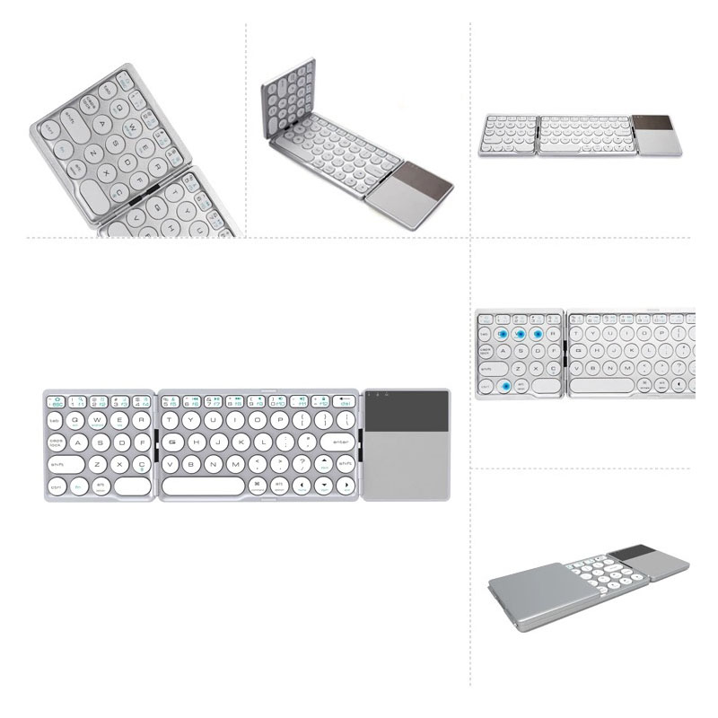 Teclados plegables inalámbricos con panel táctil, teclado Bluetooth para IOS, Android, Windows, ipad, teléfono, tableta, Mini Botón multifunción