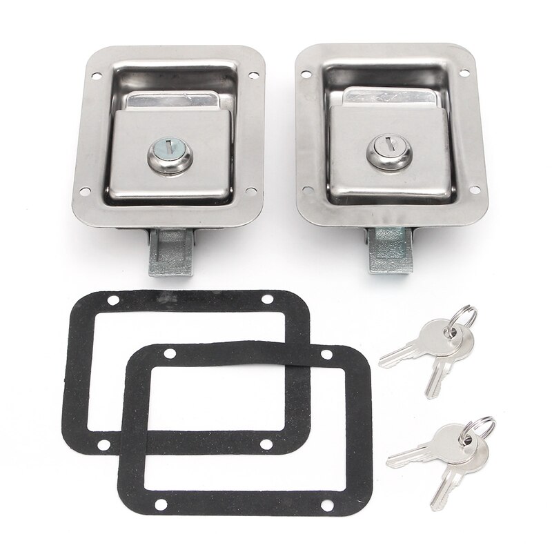2 Sets Trailer Truck Toolbox Door Lock Stainless Steel Handle Door Lock T-Panel Lock Door Handle Latch