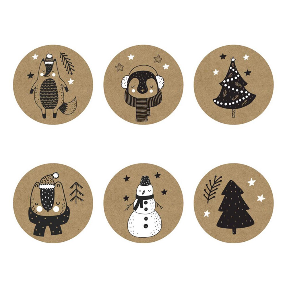 1 Roll(500Pcs) 6 Ontwerpen 1 Inch Kerst Thema Seal Labels Stickers Voor Diy Bakken Pakket Envelop Briefpapier Decoratie