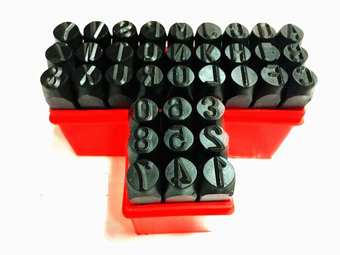 45 # koolstofstaal 7mm 0 ~ 9 Nummer Set Kit Tool die Punch Stempel Stempelen Case lederen Craft 9 stks/partij