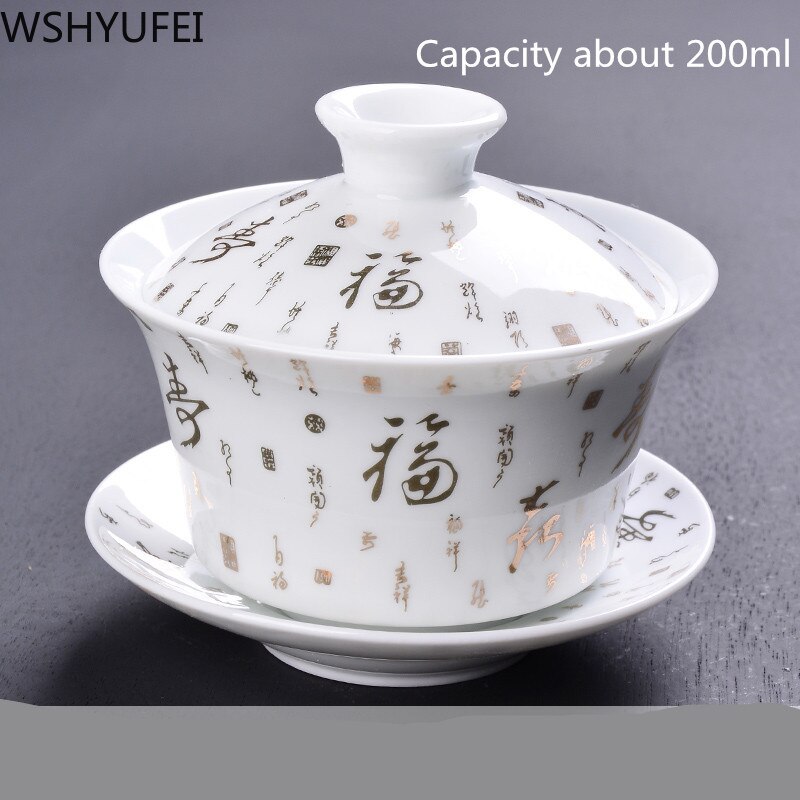 1PCS Ceramic Tea Bowl Blue and White Porcelain Tea Bowl Simple Household Tea Set Accessories WSHYUFEI