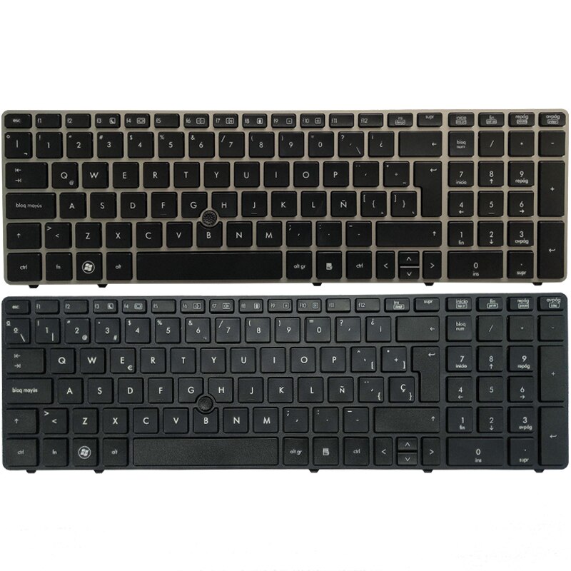 Latin laptop Keyboard for HP EliteBook 8560p 8570P 8560B 6560b 6565b 6560P keyboard With pointing stick with black/silver border
