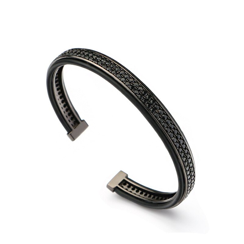 Luxe Zirconia Steen Vergulde Mannen Bangle Armband Mannen Sieraden: Black