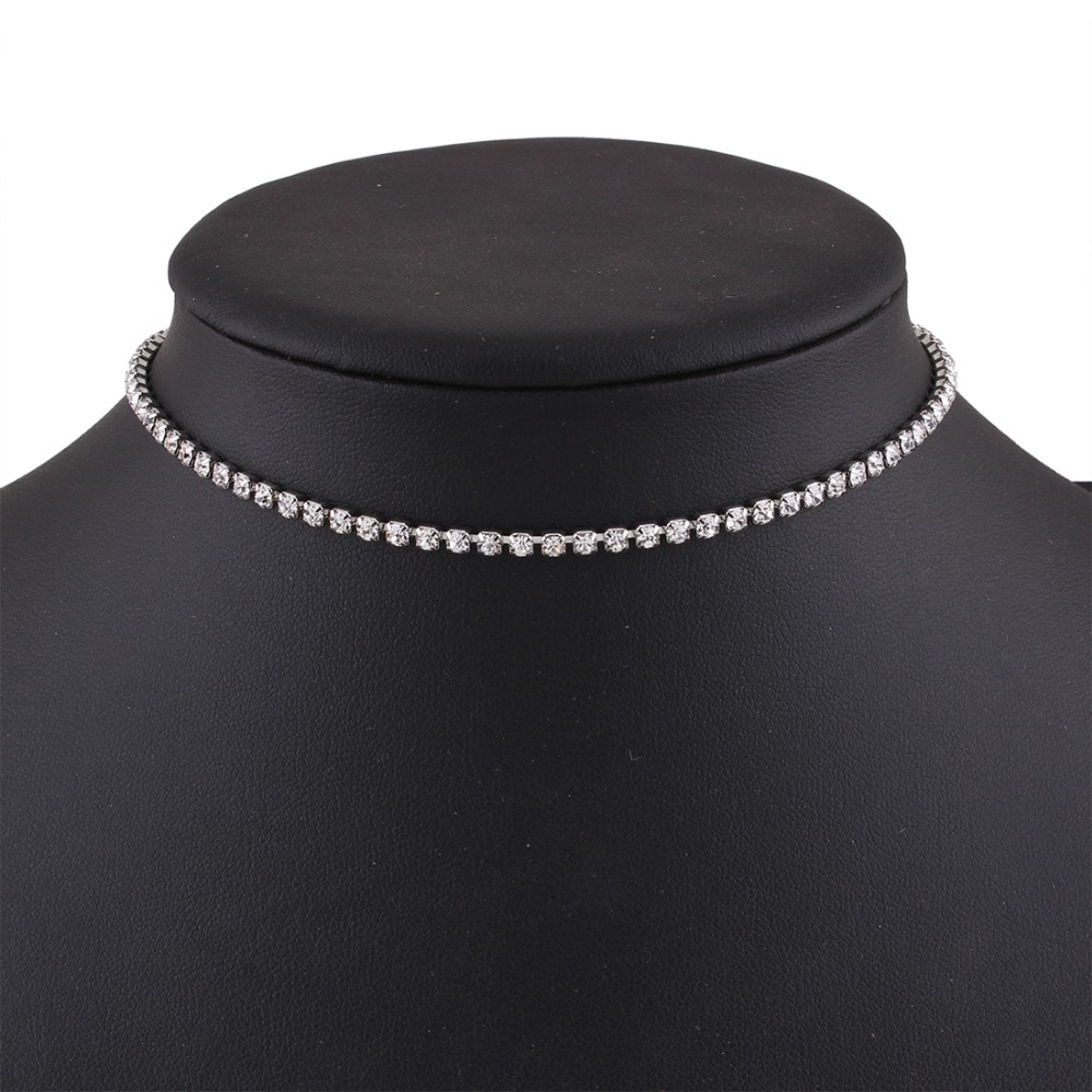 Lalynnly di Lusso di Cristallo Della Collana Del girocollo Strass Argento Collana di colore per Le Donne di Cerimonia Nuziale Del girocollo Dei Monili di Accessori N56121