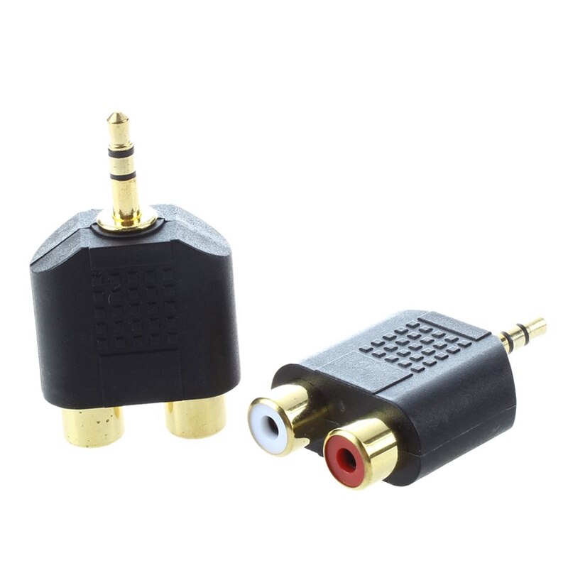 2x RCA Phono Female to 1x 3.5mm Male Jack Audio Adapter